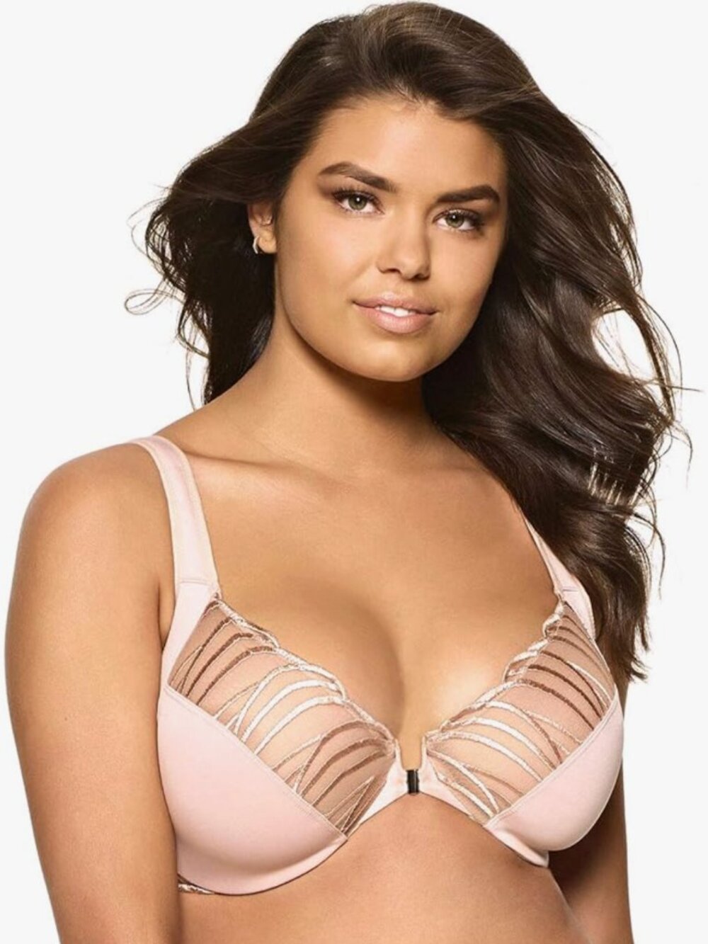 Paramour 115071 Angie Front Close Minimizer Underwired Bra 34DD Beige